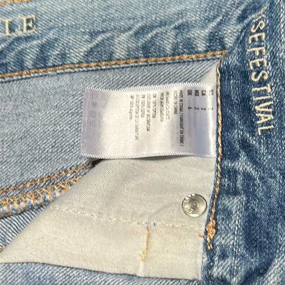 American Eagle Blue Jean Ripped High Waisted Shorts - Picture 4 of 6